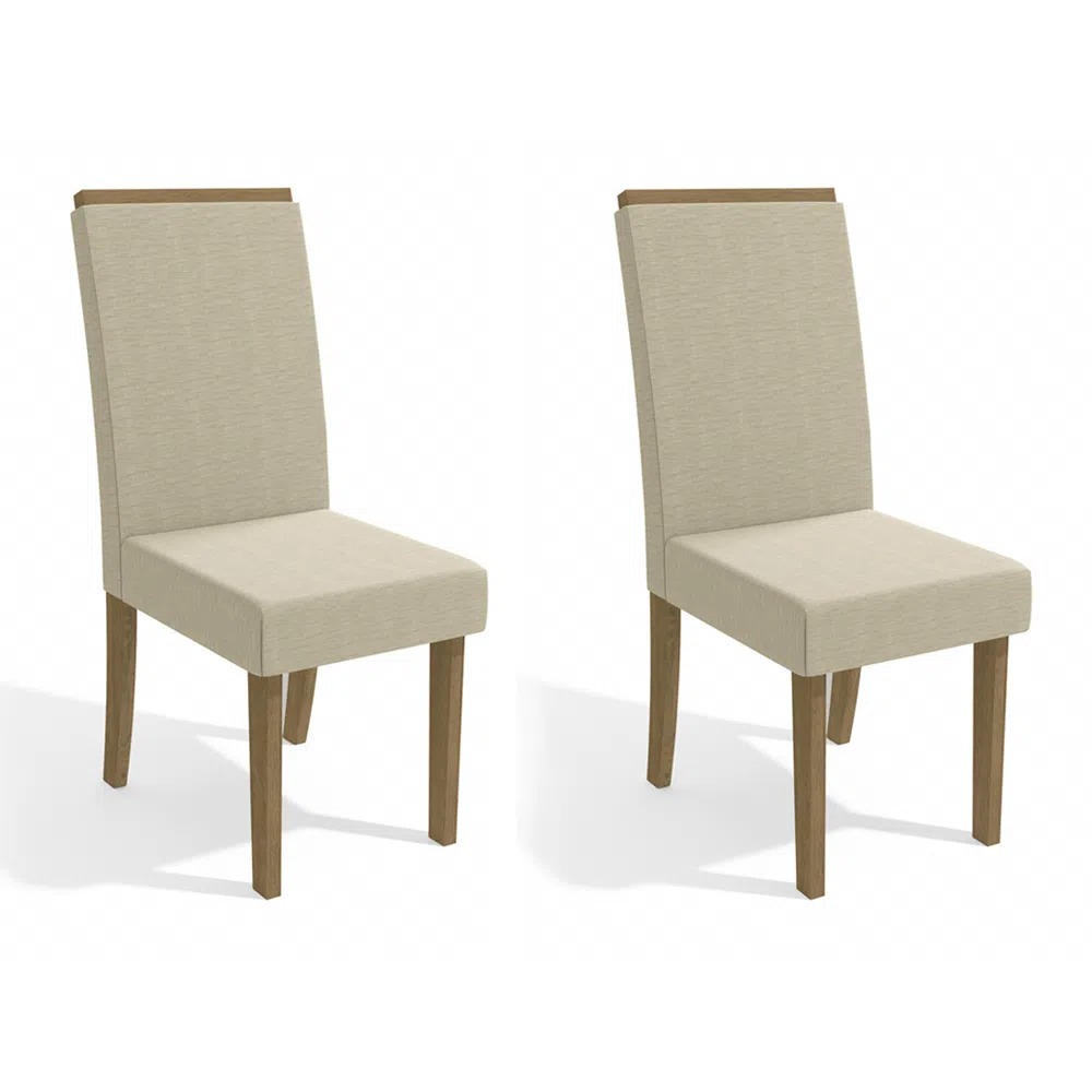 imagem de Conjunto 2 Cadeiras de Jantar Linho Bege Kappesberg - 2CAD142FR-A019